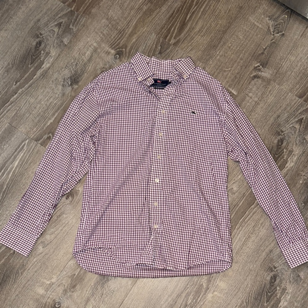 Vineyard Vines Men's Purple Checkered Shirt
